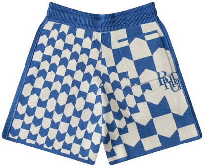 RHACING CHECKERED KNIT SHORT 'IVORY/BLUE'