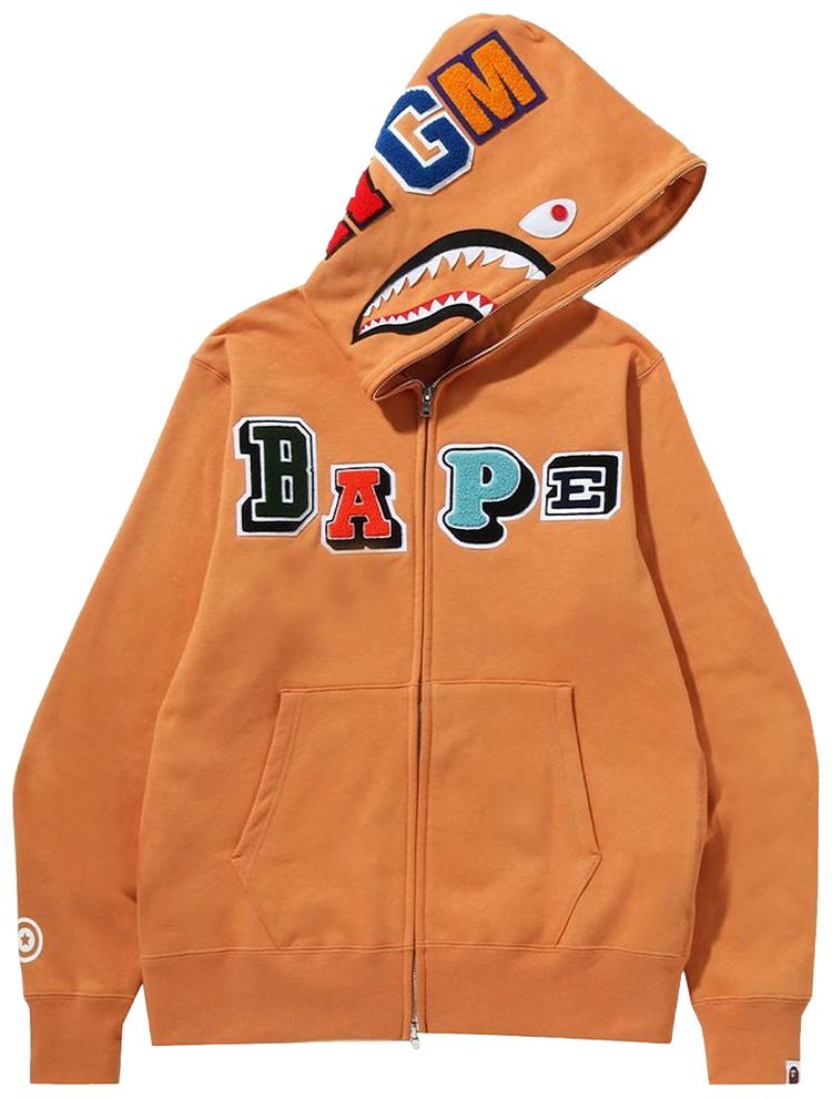 BAPE MULTI FONTS SHARK FULL ZIP HOODIE 'ORANGE'