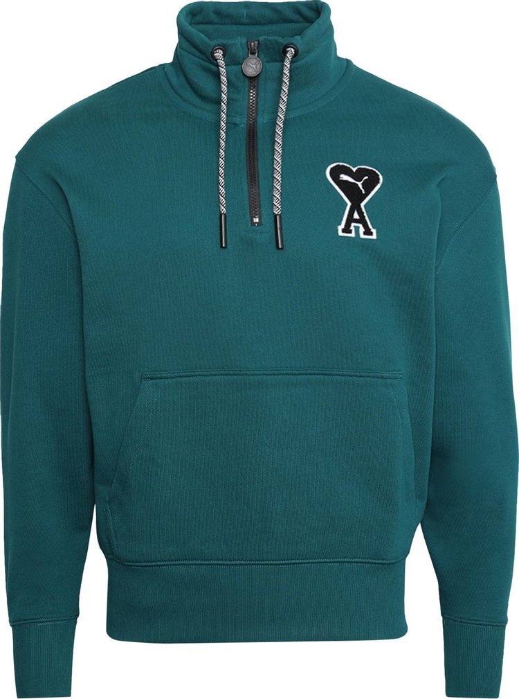 PUMA X AMI HALF-ZIP SWEATSHIRT 'VARSITY GREEN'