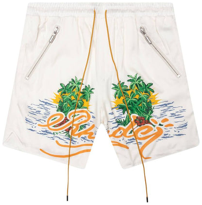 RHUDE PALMS LOGO SHORT 'WHITE'