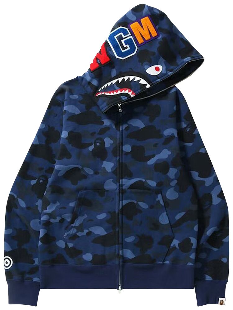 BAPE COLOR CAMO SHARK FULL ZIP HOODIE 'NAVY'