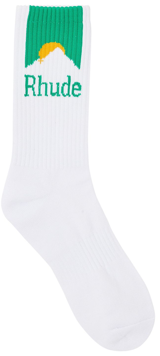 RHUDE MOONLIGHT SOCK 'WHITE/GREEN/YELLOW'