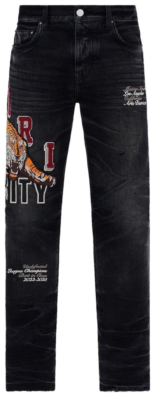 AMIRI VARSITY TIGER STRAIGHT JEAN 'FADED BLACK'