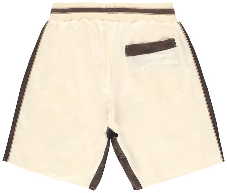 RHUDE SATIN SOUVENIER SHORT 'IVORY/BROWN'