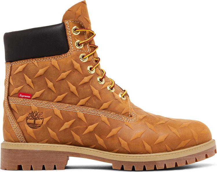 SUPREME X 6 INCH PREMIUM WATERPROOF BOOT 'EMBOSSED DIAMOND PLATE - WHEAT'