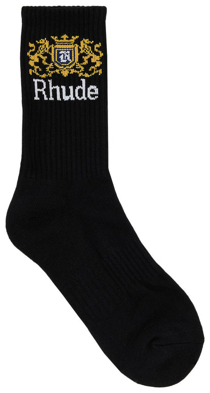 RHUDE CREST LOGO SOCK 'BLACK/WHITE/YELLOW'