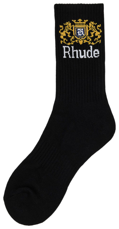 RHUDE CREST LOGO SOCK 'BLACK/WHITE/YELLOW'