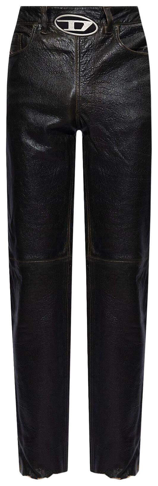 DIESEL LEATHER TROUSERS 'CHOCOLATE'