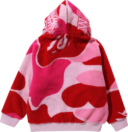 BAPE MEGA ABC CAMO SHARK BOA HOODIE 'PINK'