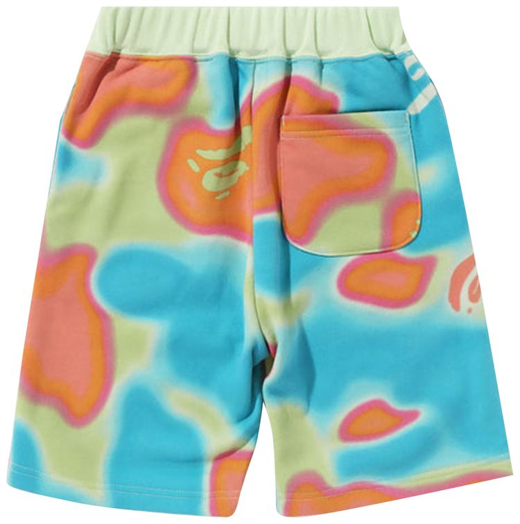 BAPE KIDS LIQUID CAMO SHARK SWEATSHORTS 'GREEN'