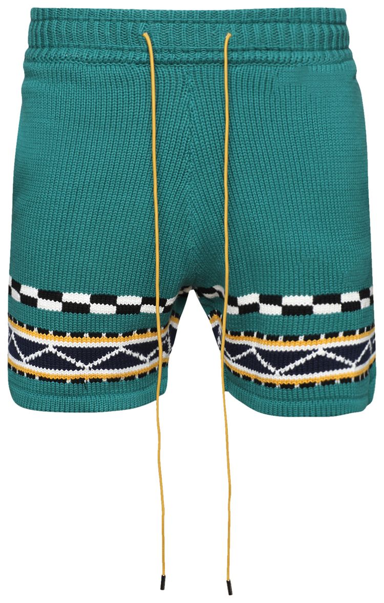 RHUDE BATEAU KNIT SHORT 'EMERALD/CREME/NAVY'