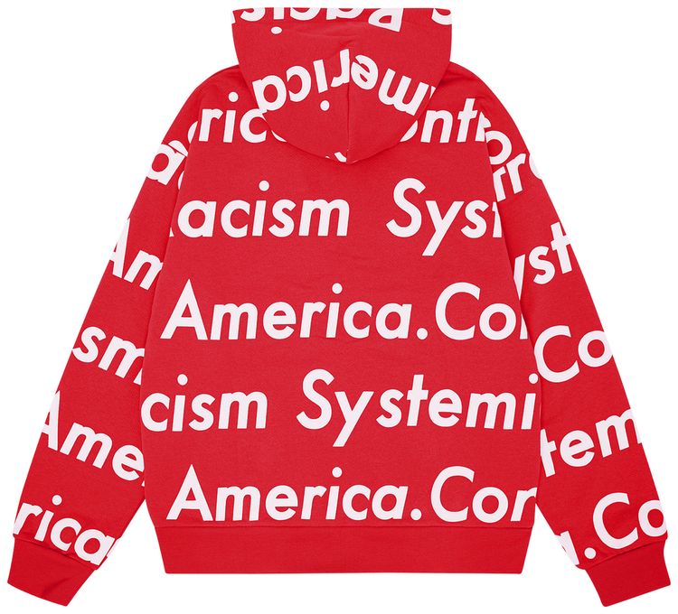 DENIM TEARS X ARTHUR JAFA SYSTEMIC RACISM CONTROLS AMERICA ZIP UP HOODIE 'RED'