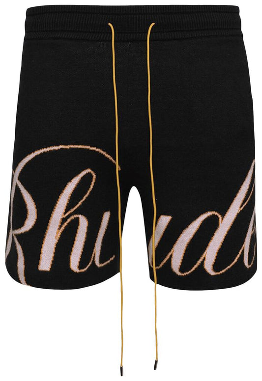 RHUDE KNIT SCRIPT SHORT 'BLACK/PINK/ORANGE'