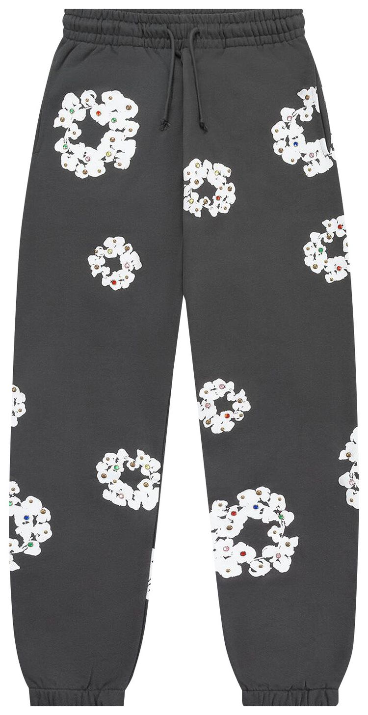 DENIM TEARS RHINESTONE COTTON WREATH SWEATPANTS 'VINTAGE BLACK'