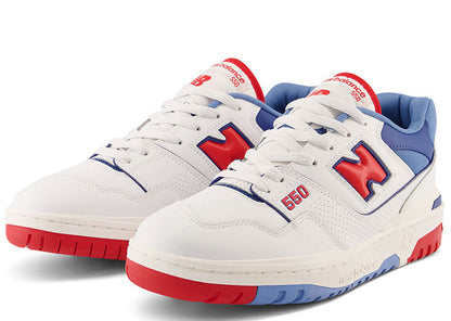 New Balance 550 White True Red Atlantic Blue