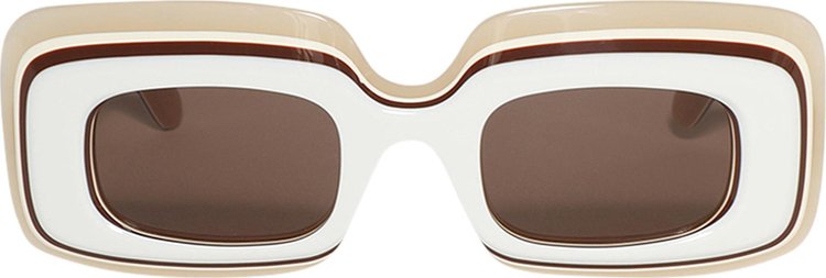 LOEWE MULTILAYER RECTANGULAR SUNGLASSES 'IVORY/BROWN'