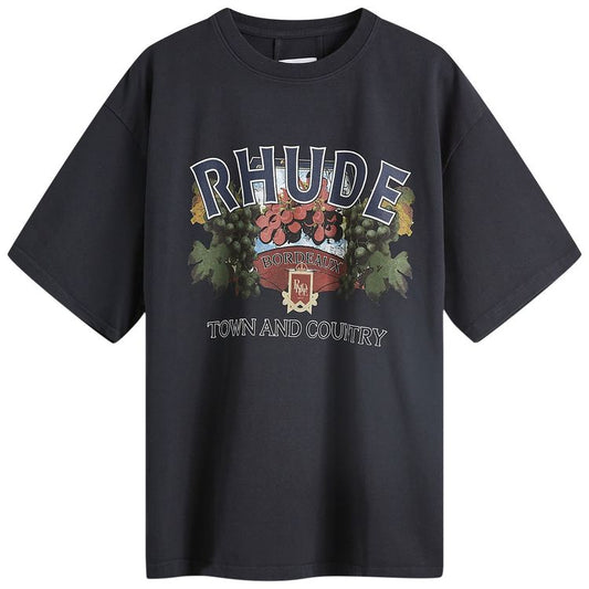 RHUDE TOWN AND COUNTRY T-SHIRT 'VINTAGE BLACK'