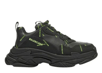 Balenciag* Triple S Sneaker 'Allover Logo - Black Fluo Yellow'