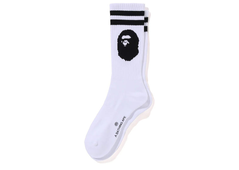 BAPE Ape Head Line Socks White/Black