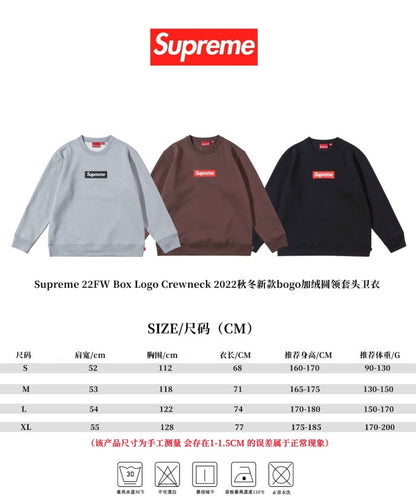 Suprem3 22FW Box Logo Crewneck 2022 Hoodie