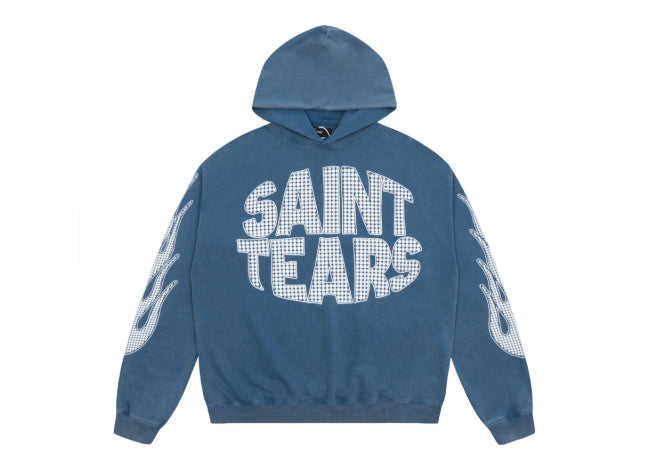 Saint Mich@el tears washed distressed salt-treated 400g heavy-weight vintage terry cloth hoodie