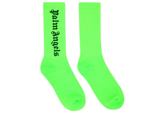 Palm Angels Logo Socks Green Fluo