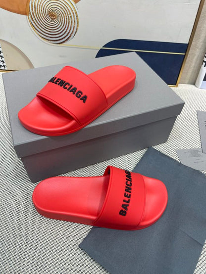 Balenciag* Pool Slide Red White