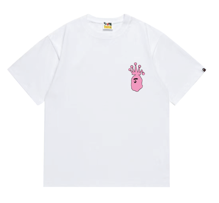 BAPE×STUSS! PINK COLOR LOGO LETTERING TEE