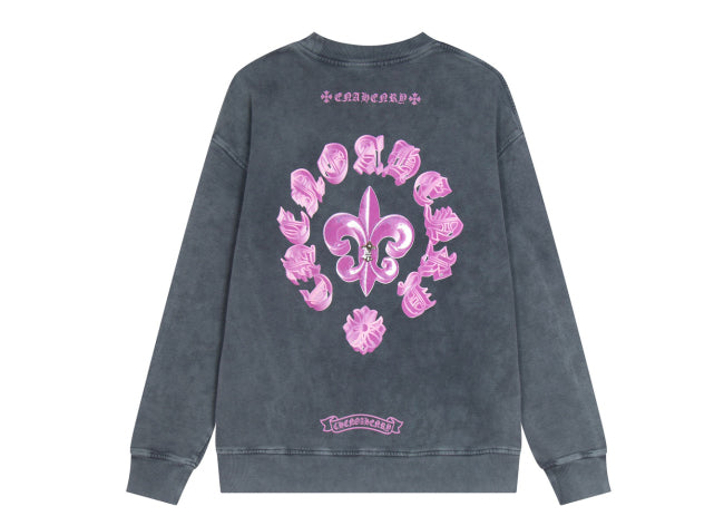 Chrome Hearts latest basic crewneck sweatshirt Gray/Pink