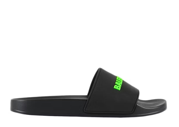 Balenciag* Pool Slide Black Fluo Green