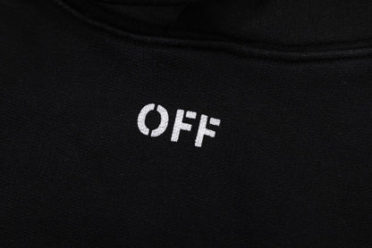 Off-White 24SS new black-and-white portrait oil painting washed hoodie Black