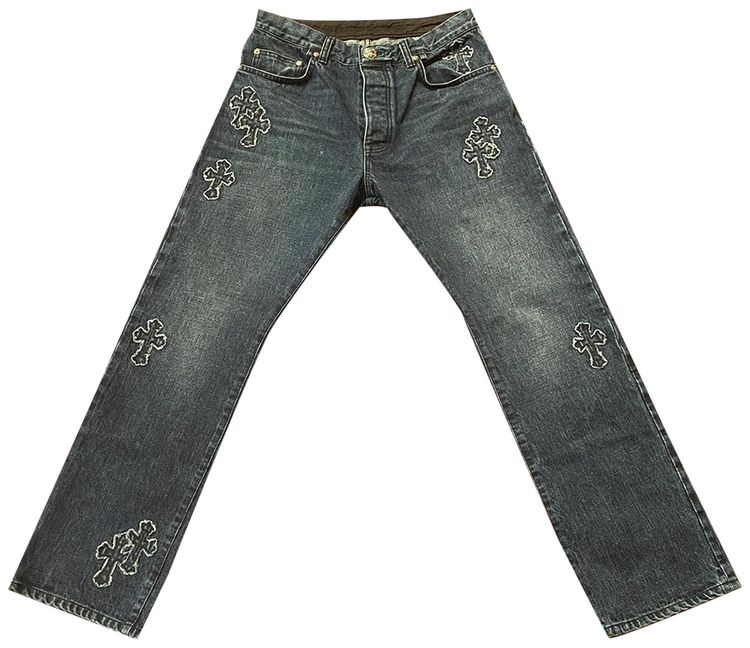 CHROME HEARTS CROSS PATCH JEANS 'INDIGO'