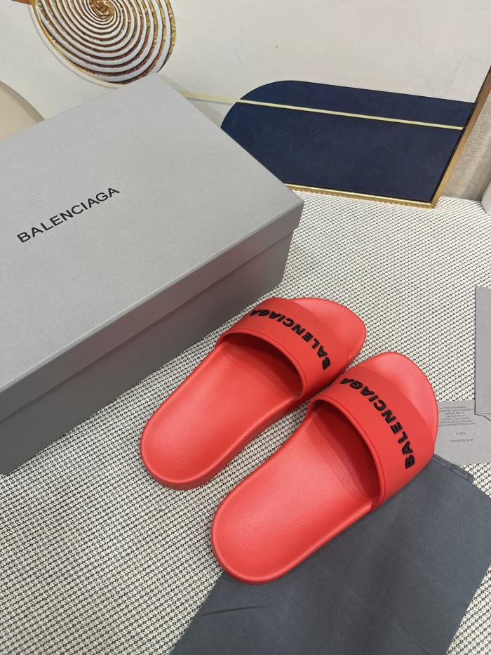 Balenciag* Pool Slide Red White