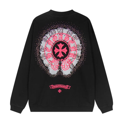 Chrome Hearts latest heavy-weight basic crewneck sweatshirt in black/pink