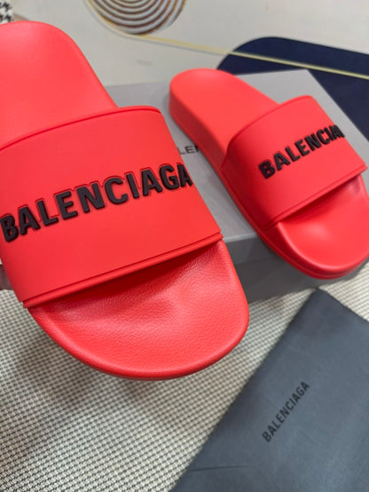 Balenciag* Pool Slide Red White