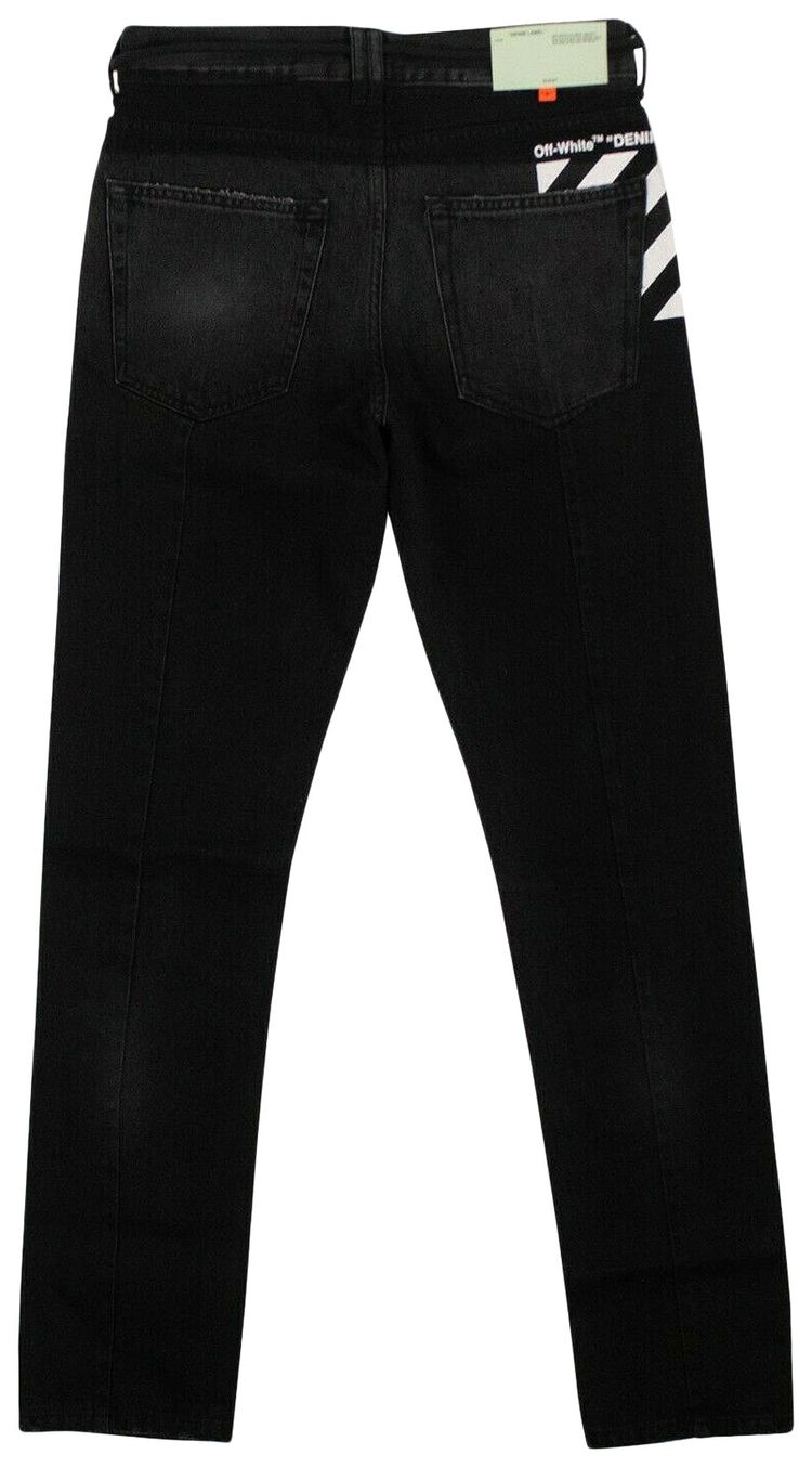 OFF-WHITE FRONT ZIP BELTED JEANS 'BLACK'