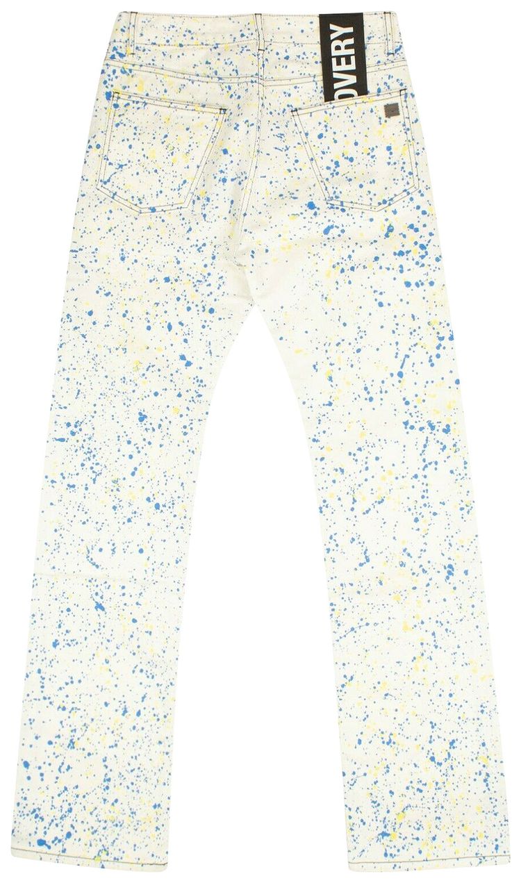 PALM ANGELS SPLATTER JEANS 'WHITE/BLUE/YELLOW'