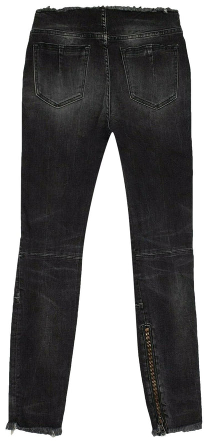 UNRAVEL PROJECT DENIM DARK LACE-UP SKINNY JEANS 'BLACK'