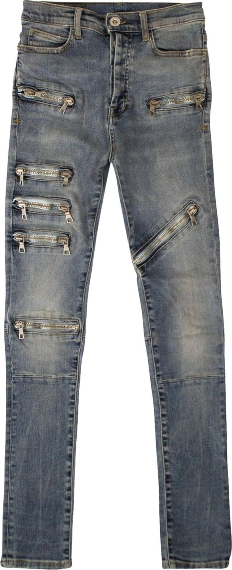 UNRAVEL PROJECT DENIM MOONWASH MULTI-ZIP JEANS 'BLUE'