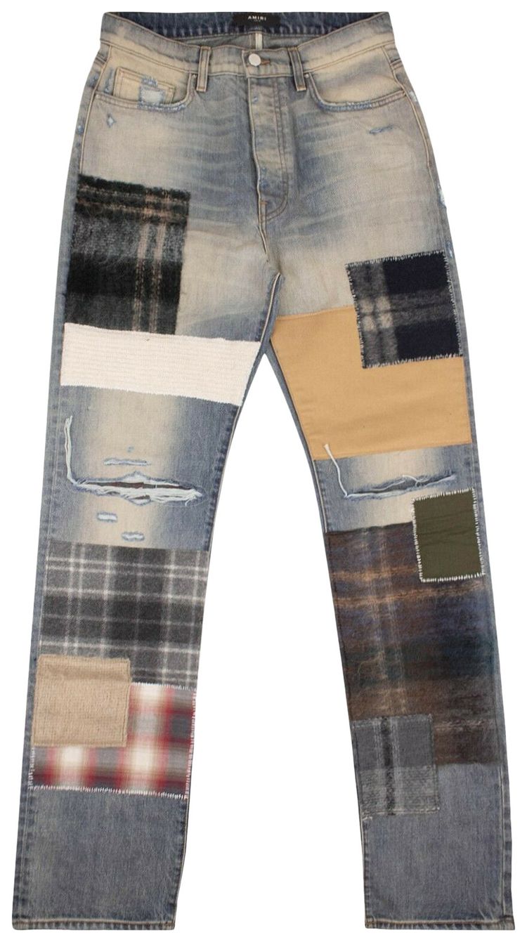 AMIRI PATCHWORK LOOSE FIT JEANS 'BLUE'