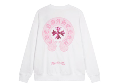 Chrome Hearts latest basic crewneck sweatshirt White/Pink