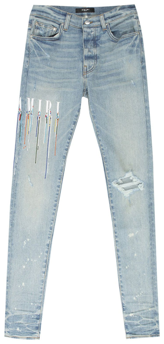 AMIRI PAINT DRIP LOGO JEAN 'CLAY INDIGO'