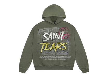 Saint Mich@el tears washed distressed salt-treated 400g heavy-weight vintage terry cloth hoodie