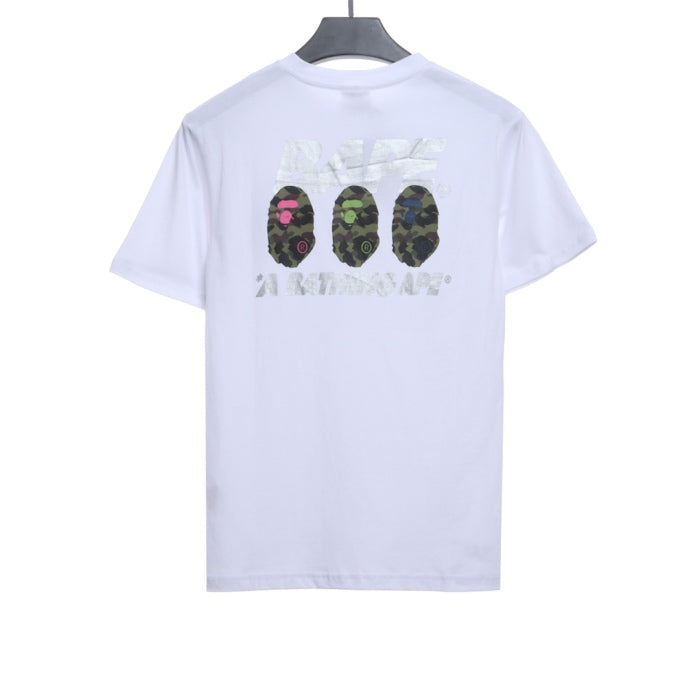 BAPE camouflage ape head reflective letter printing short sleeves