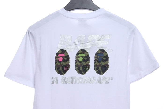 BAPE camouflage ape head reflective letter printing short sleeves