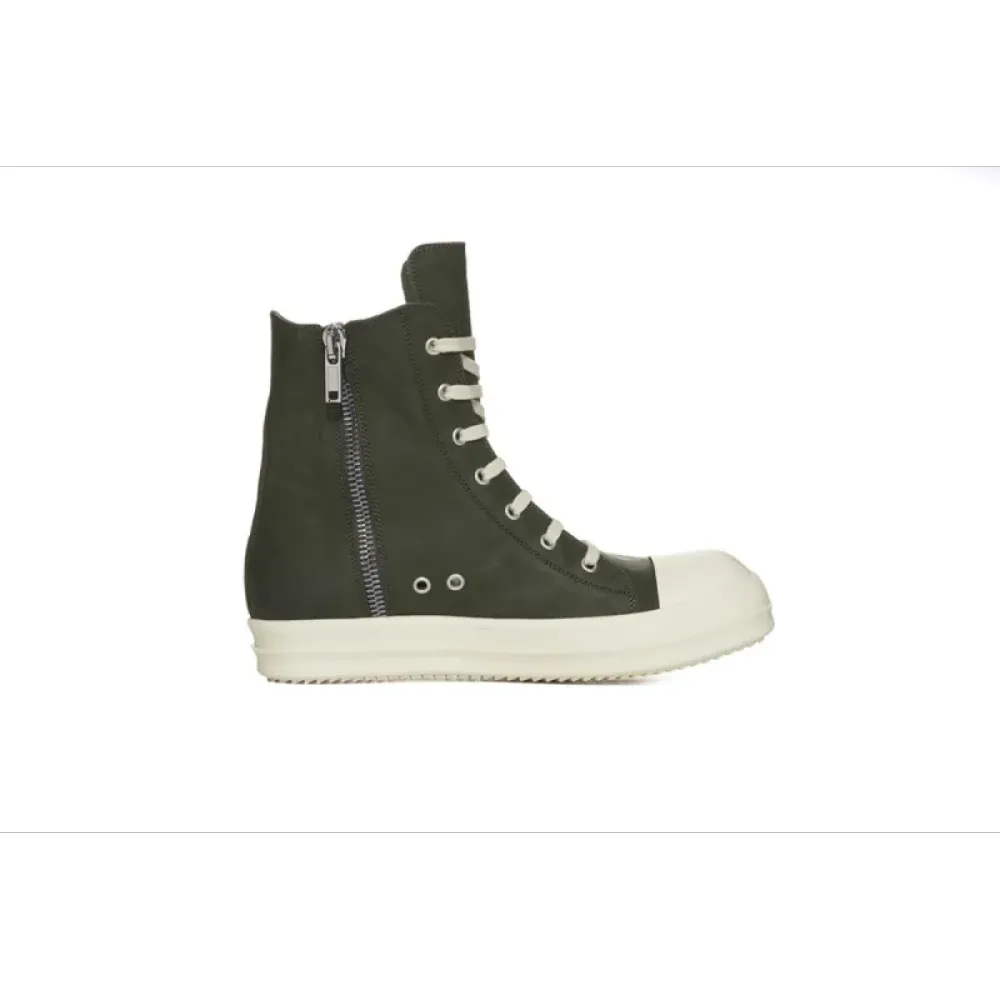 RICK OWENS LEATHER HIGH TOP GREEN