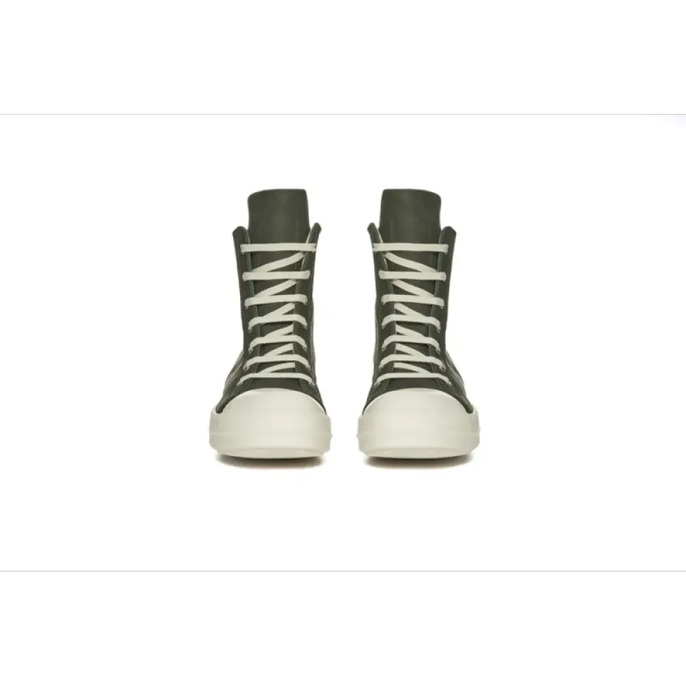 RICK OWENS LEATHER HIGH TOP GREEN