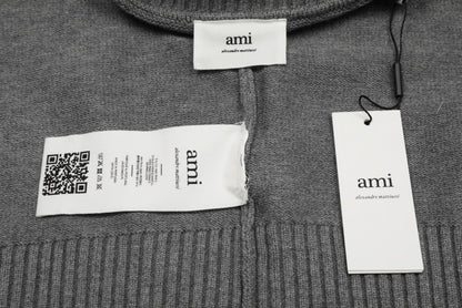 Am1 2024SS classic gray jacquard big heart turtleneck sweater