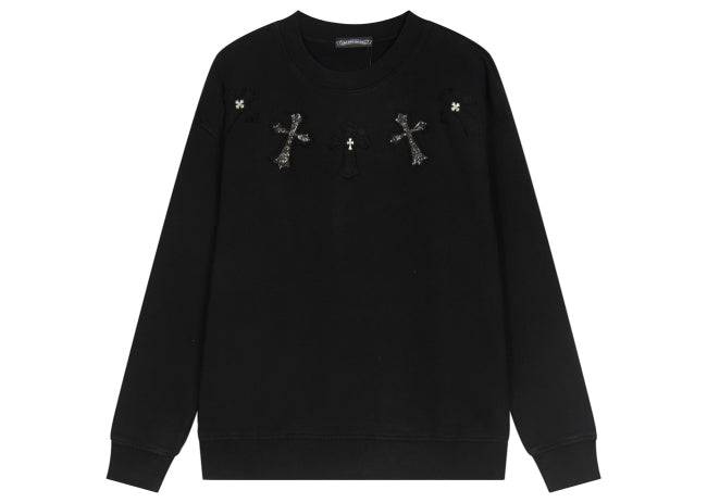 Chrome Hearts latest heavy-weight basic crewneck sweatshirt in black