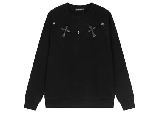 Chrome Hearts latest heavy-weight basic crewneck sweatshirt in black